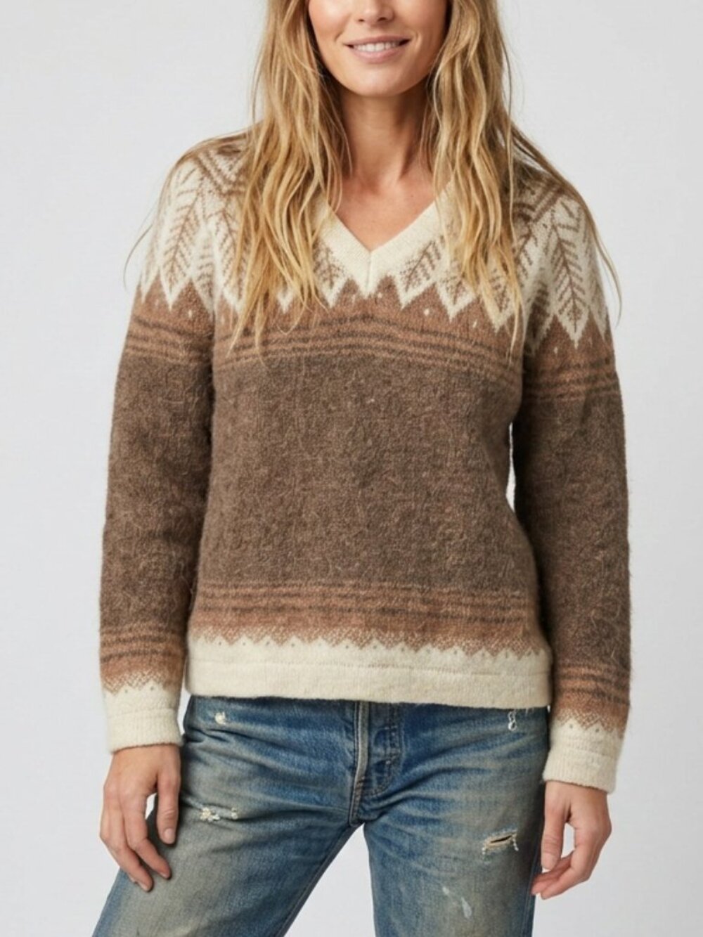 Vintage Cowichan Sweater Wool Alpaca Handmade Handknit Sweater